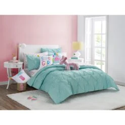 2-Piece Aqua Pintuck Comforter, Twin -Comforters Sales 2 piece aqua pintuck comforter twin 2
