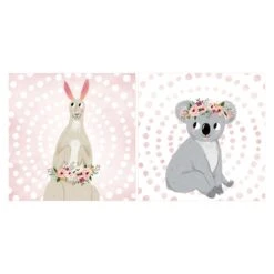 2-Piece Kangaroo & Koala Canvas Wall Art Set, 12"