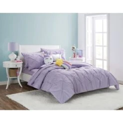 2-Piece Purple Pintuck Comforter Set, Twin -Comforters Sales 2 piece purple pintuck comforter set twin 2