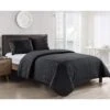 3-Piece Black Ettori Stitch Quilt Set, Full/Queen 1 3-Piece Black Ettori Stitch Quilt Set, Full/Queen -Comforters Sales 3 piece black ettori stitch quilt set full queen