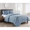 3-Piece Blue Roy Stitch Quilt Set, Full/Queen -Comforters Sales 3 piece blue roy stitch quilt set full queen