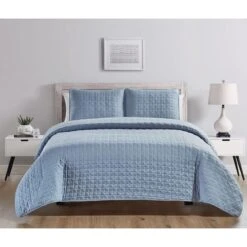 Comforters Sales -Comforters Sales 3 piece blue roy stitch quilt set king 1