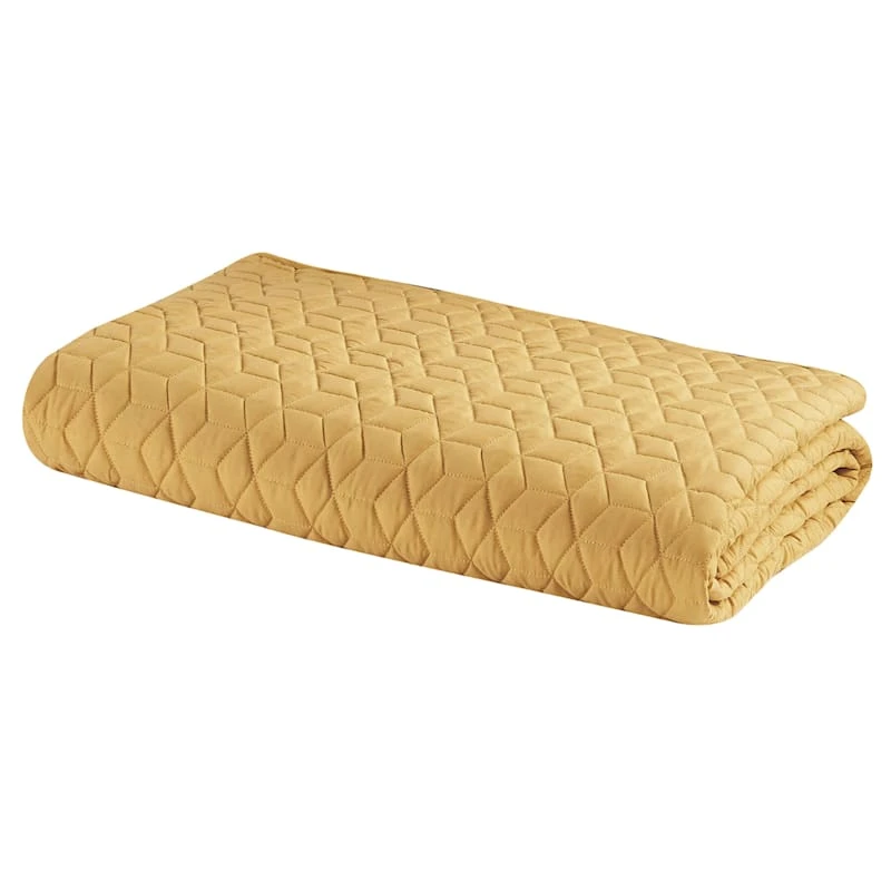 3-Piece Gold Hector Stitch Quilt Set, Full/Queen 5 3-Piece Gold Hector Stitch Quilt Set, Full/Queen - Image 3