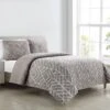 3-Piece Grey Savoy Stitch Quilt Set, King -Comforters Sales 3 piece grey savoy stitch quilt set king