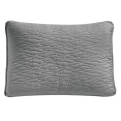 3-Piece Grey Wave Stitch Quilt Set, Full/Queen -Comforters Sales 3 piece grey wave stitch quilt set full queen 3