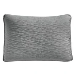 3-Piece Grey Wave Stitch Quilt Set, King -Comforters Sales 3 piece grey wave stitch quilt set king 3