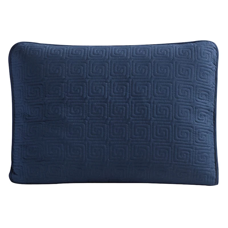 3-Piece Navy Blue Ettori Stitch Quilt Set, Full/Queen 6 3-Piece Navy Blue Ettori Stitch Quilt Set, Full/Queen - Image 4