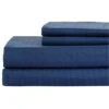 3-Piece Navy Microfiber Sheet Set, Twin -Comforters Sales 3 piece navy microfiber sheet set twin