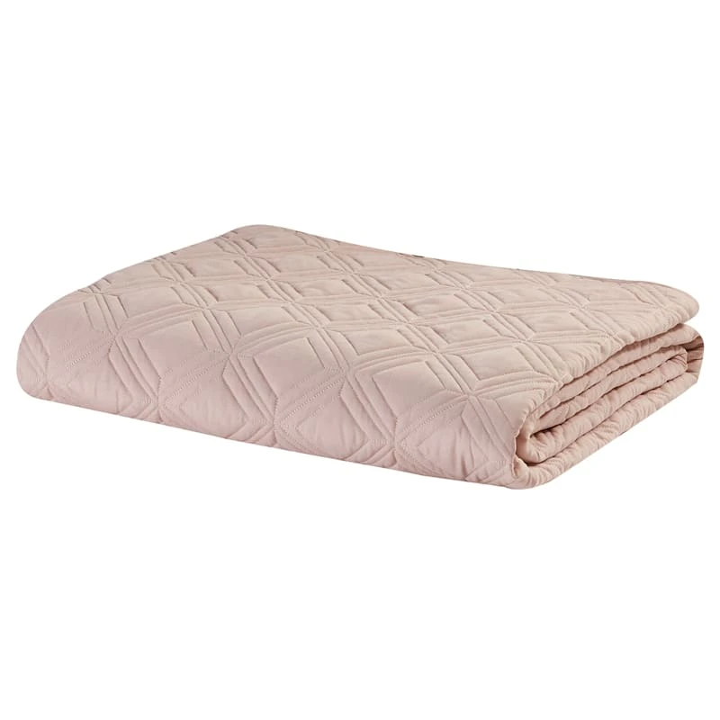 3-Piece Pink Rhombus Stitch Quilt Set, Full/Queen 5 3-Piece Pink Rhombus Stitch Quilt Set, Full/Queen - Image 3