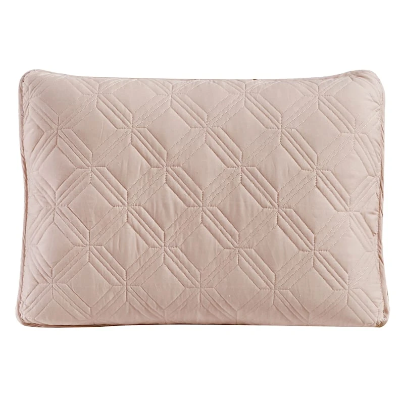 3-Piece Pink Rhombus Stitch Quilt Set, Full/Queen 6 3-Piece Pink Rhombus Stitch Quilt Set, Full/Queen - Image 4