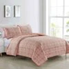 3-Piece Pink Trellis Quilt Set, King -Comforters Sales 3 piece pink trellis quilt set king