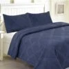 3-Piece Stone Wash Denim Quilt Set, King -Comforters Sales 3 piece stone wash denim quilt set king