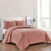 3-Piece Striped Terracotta Quilt Set, Queen -Comforters Sales 3 piece striped terracotta quilt set queen