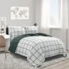 3-Piece White Scottish Plaid Essential Comforter Set, Full/Queen