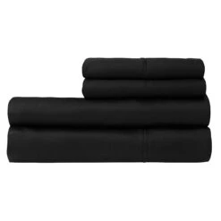4-Piece Black 500 Thread Count Blended Sheet Set, King