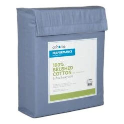 4-Piece Blue 300 Thread Count 100% Brushed Cotton Percale Sheet Set, Full -Comforters Sales 4 piece blue 300 thread count 10025 brushed cotton percale sheet set full 1