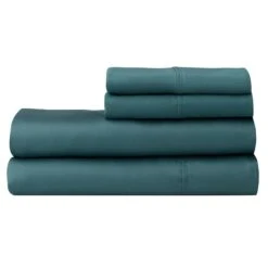 4-Piece Blue 500 Thread Count Blended Sheet Set, Queen