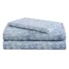 4-Piece Blue Leaf Print Sheet Set, Full
