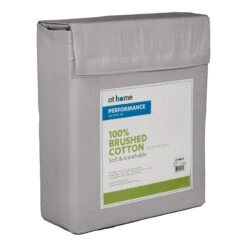 4-Piece Grey 300 Thread Count 100% Brushed Cotton Percale Sheet Set, Full -Comforters Sales 4 piece grey 300 thread count 10025 brushed cotton percale sheet set full 1