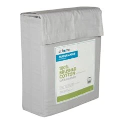 4-Piece Grey 300 Thread Count 100% Brushed Cotton Percale Sheet Set, Queen -Comforters Sales 4 piece grey 300 thread count 10025 brushed cotton percale sheet set queen 1