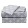 4-Piece Grey Damask Print Microfiber Essential Sheet Set, King