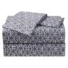 4-Piece Grey Labyrinth Print Microfiber Essential Sheet Set, King -Comforters Sales 4 piece grey labyrinth print microfiber essential sheet set king