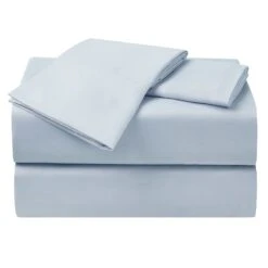 4-Piece Light Blue Microfiber Essential Sheet Set, Queen