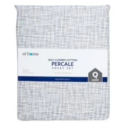 4-Piece Light Grey 100% Cotton Percale Sheet Set, King