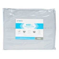 4-Piece Light Grey 400 Thread Count Cotton Sheet Set, Queen