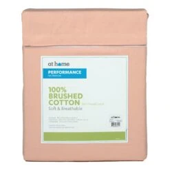 4-Piece Pink 300 Thread Count 100% Brushed Cotton Percale Sheet Set, Full
