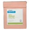 4-Piece Pink 300 Thread Count 100% Brushed Cotton Percale Sheet Set, Twin 2 4-Piece Pink 300 Thread Count 100% Brushed Cotton Percale Sheet Set, Twin -Comforters Sales 4 piece pink 300 thread count 10025 brushed cotton percale sheet set twin