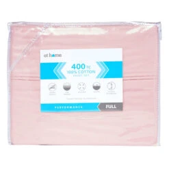 4-Piece Pink 400 Thread Count Cotton Sheet Set, Full
