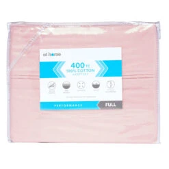 4-Piece Pink 400 Thread Count Cotton Sheet Set, King