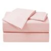 4-Piece Pink Microfiber Essential Sheet Set, Full -Comforters Sales 4 piece pink microfiber essential sheet set full