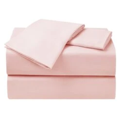 4-Piece Pink Microfiber Essential Sheet Set, Full