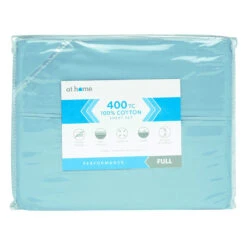 4-Piece Royal Blue 400 Thread Count Cotton Sheet Set, Queen