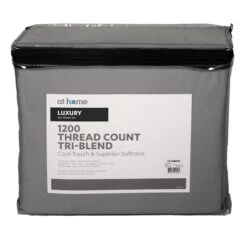 4-Piece Silver 1200 Thread Count Tri-Blend Luxury Sheet Set, King