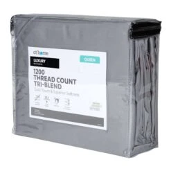 4-Piece Silver 1200 Thread Count Tri-Blend Luxury Sheet Set, Queen -Comforters Sales 4 piece silver 1200 thread count tri blend luxury sheet set queen 1