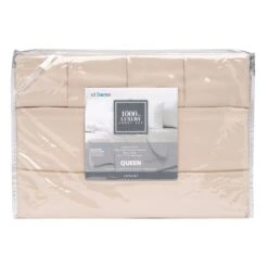 4-Piece Tan 1000 Thread Count Cotton Polyester Sheet Set, King