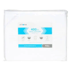 4-Piece White 400 Thread Count Cotton Sheet Set, Full