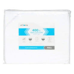 4-Piece White 400 Thread Count Cotton Sheet Set, Queen