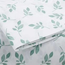 4-Piece White Eucalyptus Print Microfiber Essential Sheet Set, King 5 4-Piece White Eucalyptus Print Microfiber Essential Sheet Set, King -Comforters Sales 4 piece white eucalyptus print microfiber essential sheet set king 1