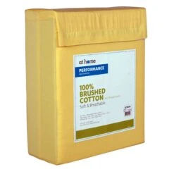 4-Piece Yellow 300 Thread Count 100% Cotton Percale Brushed Sheet Set, Queen -Comforters Sales 4 piece yellow 300 thread count 10025 cotton percale brushed sheet set queen 1