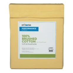 4-Piece Yellow 300 Thread Count 100% Cotton Percale Brushed Sheet Set, Twin