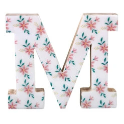 6" Floral Wooden Letter, M