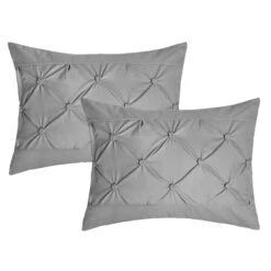 7-Piece Grey Embroidered Pleated Comforter Set, Queen -Comforters Sales 7 piece grey embroidered pleated comforter set queen 2