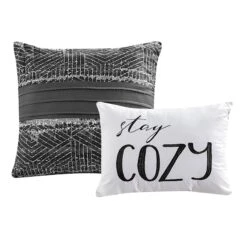 8-Piece Bleecker Dark Grey Essential Comforter Set, King -Comforters Sales 8 piece bleecker dark grey essential comforter set king 1