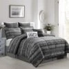 8-Piece Bleecker Dark Grey Essential Comforter Set, King -Comforters Sales 8 piece bleecker dark grey essential comforter set king