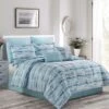 8-Piece Blue Water Striped Essential Comforter Set, Queen -Comforters Sales 8 piece blue water striped essential comforter set queen