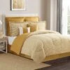 8-Piece Casey Gold Essential Comforter Set, Twin -Comforters Sales 8 piece casey gold essential comforter set twin